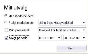 Velg eksportdata